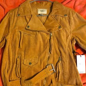 NWT Camel, corduroy moto jacket
